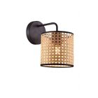 Φωτιστικό Κρεβατοκάμαρας Επιτοιχο Cylinder Gheisa 1xE27 Max40W Ψάθινο Μαύρο